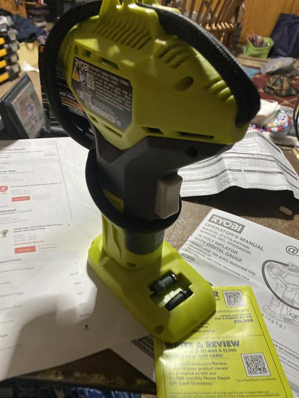 Ryobi 18V Lithium-Ion Cordless High Pressure Inflator w. Digital Gauge Tool  Only 741993503498