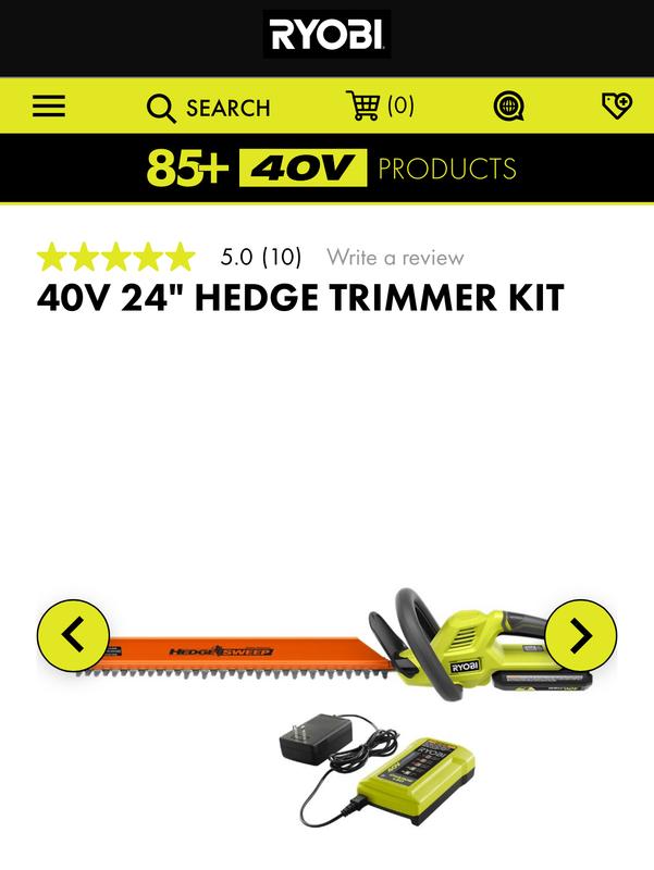 Ryobi 40v best sale hedge trimmer review