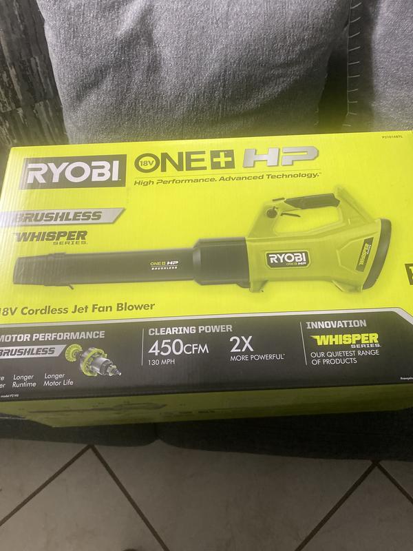 RYOBI ONE+ HP 18V Brushless Whisper Series 130 MPH 450 CFM Cordless Battery  46396038784