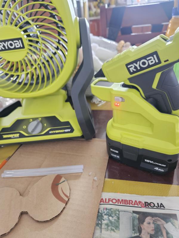  Ryobi Glue Gun P305 with Charger & Lithium-ion battery P163  18-Volt ONE+ 2.0 Ah battery and charger