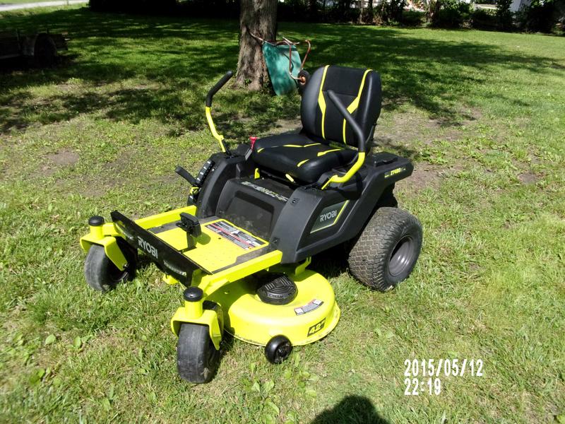 Used ryobi electric riding best sale lawn mower