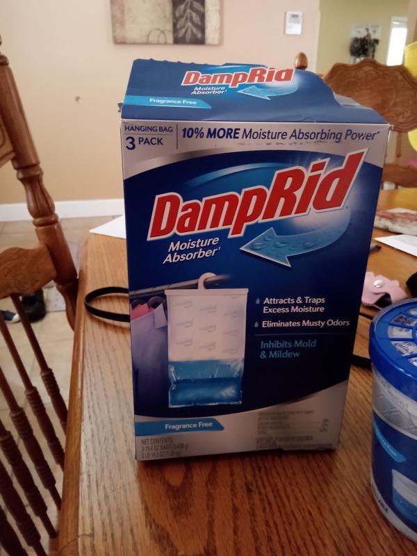 DampRid Fragrance Free Hanging Moisture Absorber, 15.4 Oz., 6 Pack - Eliminates & Refill Bag, 4-Pack - Fresh Scent Moisture Absorbers For
