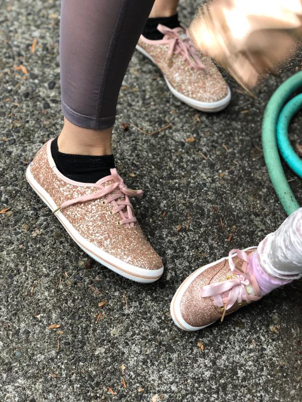 keds rose gold glitter shoes