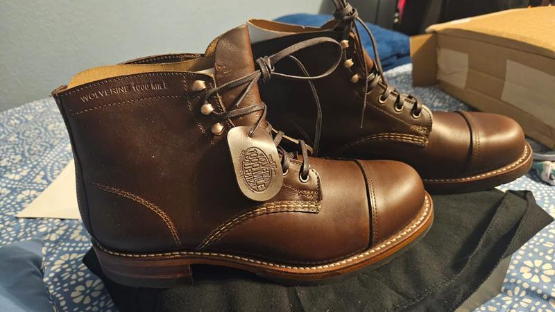 靴 wolerine1000mile Wolverine 1000 Mile Plain Toe Rugged Boot Mens Black Casual