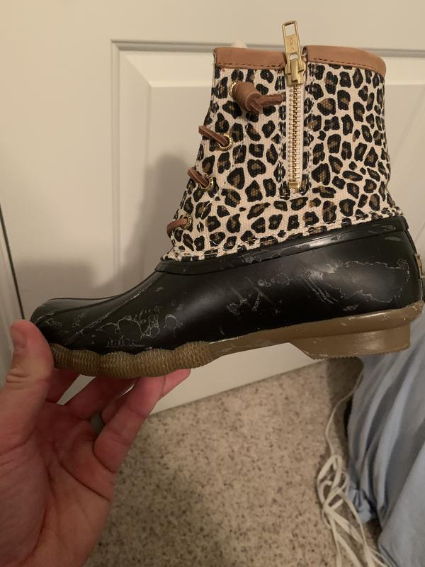sperry leopard duck boots