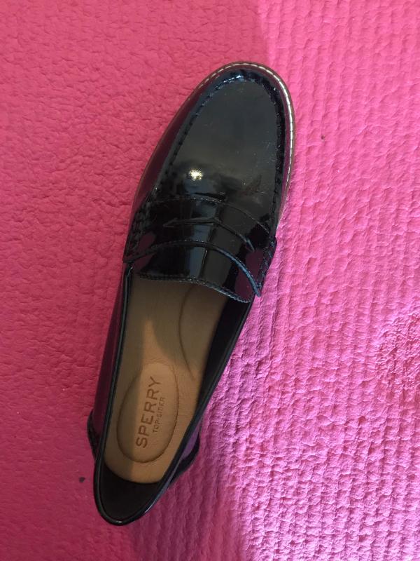 sperry black patent leather loafers