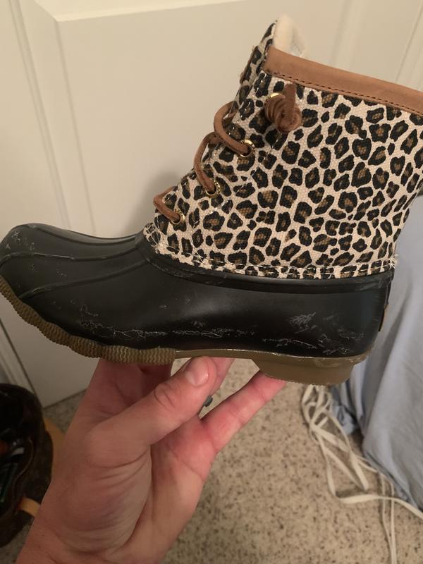 sperry leopard duck boots