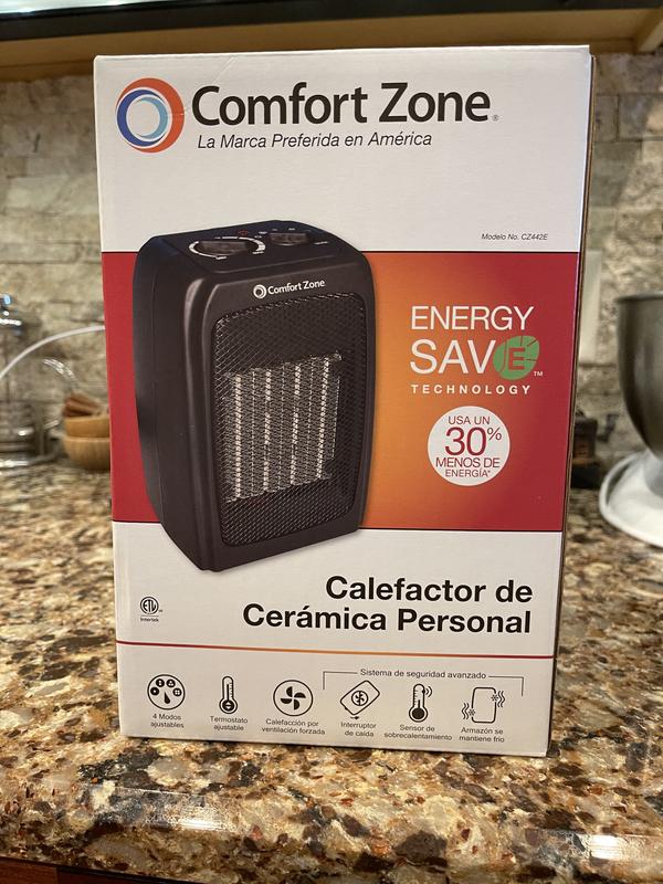 Comfort Zone Up to 1500-Watt Ceramic Compact Personal Indoor Electric Space  Heater with Thermostat in the Electric Space Heaters department at Lowes.com