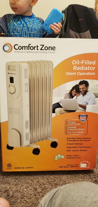 Comfort Zone Up to 1200-Watt Oil-filled Radiant Tower Indoor Electric Space  Heater with Thermostat in the Electric Space Heaters department at Lowes.com