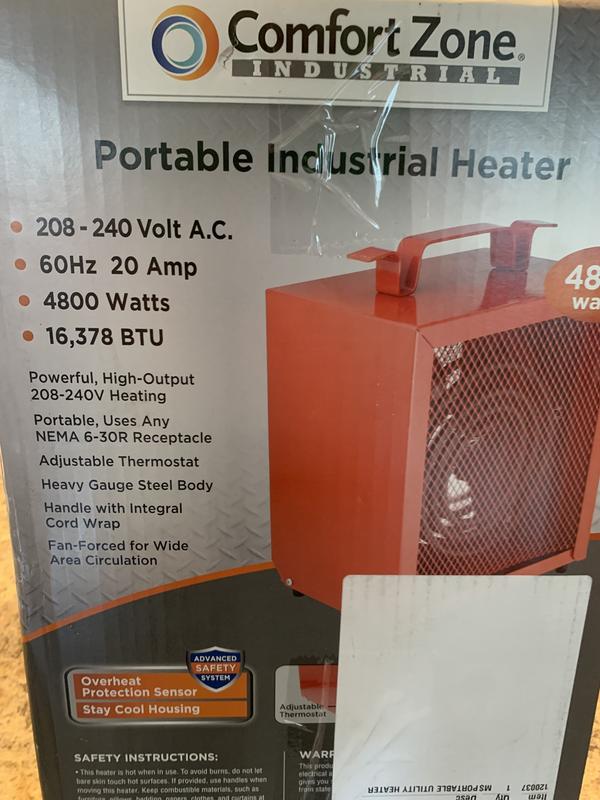 Comfort Zone Up to 4800-Watt Portable Electric Garage Heater in the  Electric Garage Heaters department at Lowes.com
