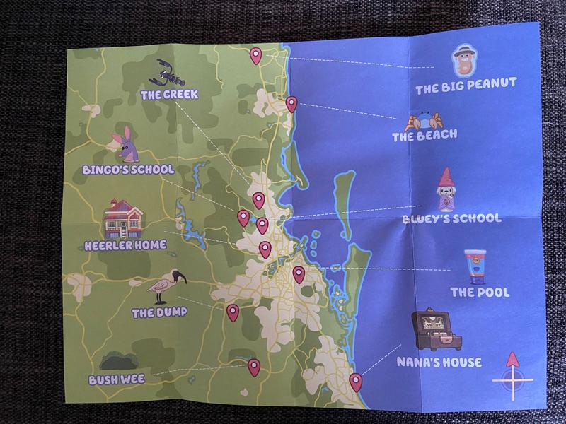 Queensland map with all of Bluey's favourite places