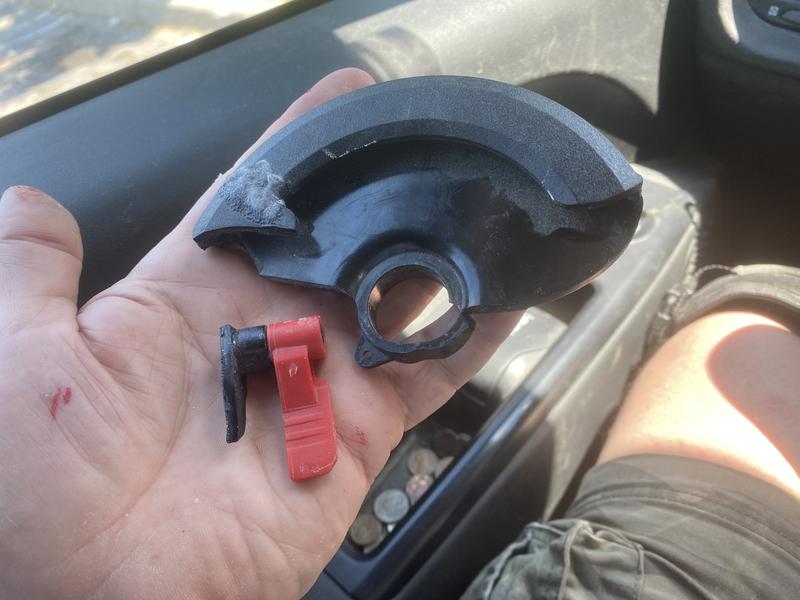 Broken blade guard lever (repair failed)