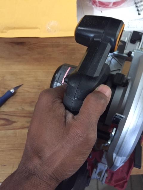 Left hand, activate button on index finger side -
