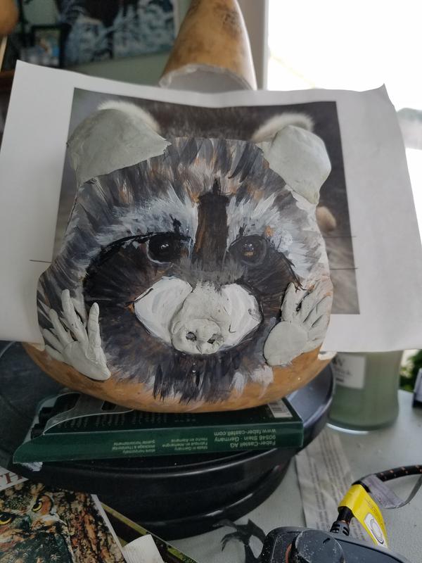 Raccoon how do you like his nose and hands, have to finish painting