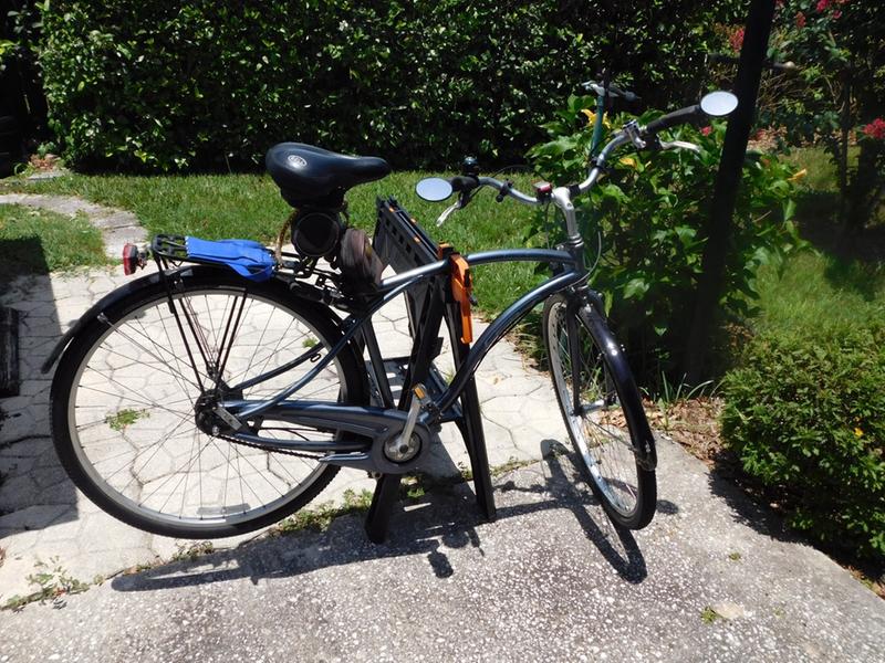 Holds bicycle off the ground allowing it to be serviced