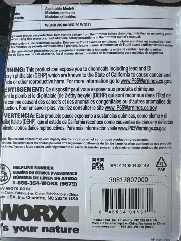 Backside of spool package