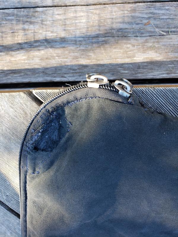 Zipper repair with salvaged zipper from backpack