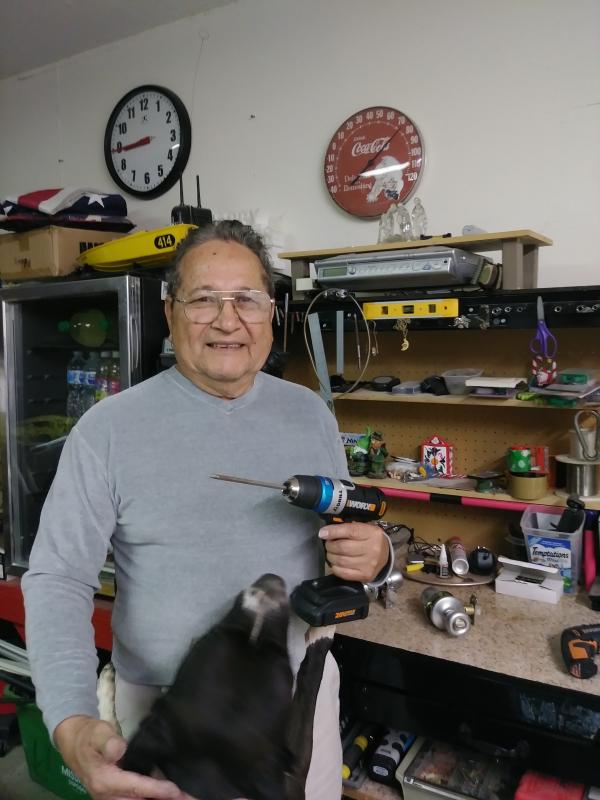 My dad enjoying his new drill