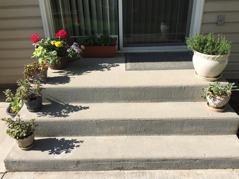 Back porch stairs after pressure washing
