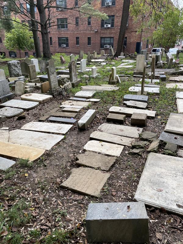 Leaf blowing to save headstones