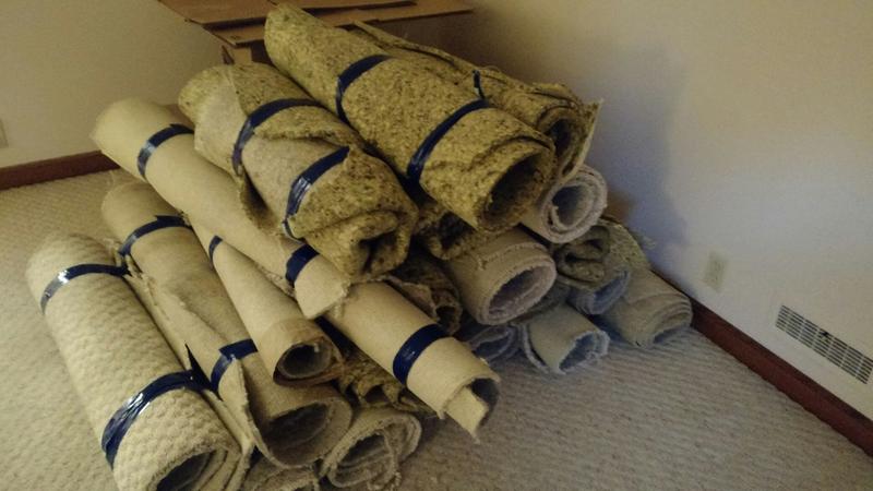 first few rolls of carpet and pad