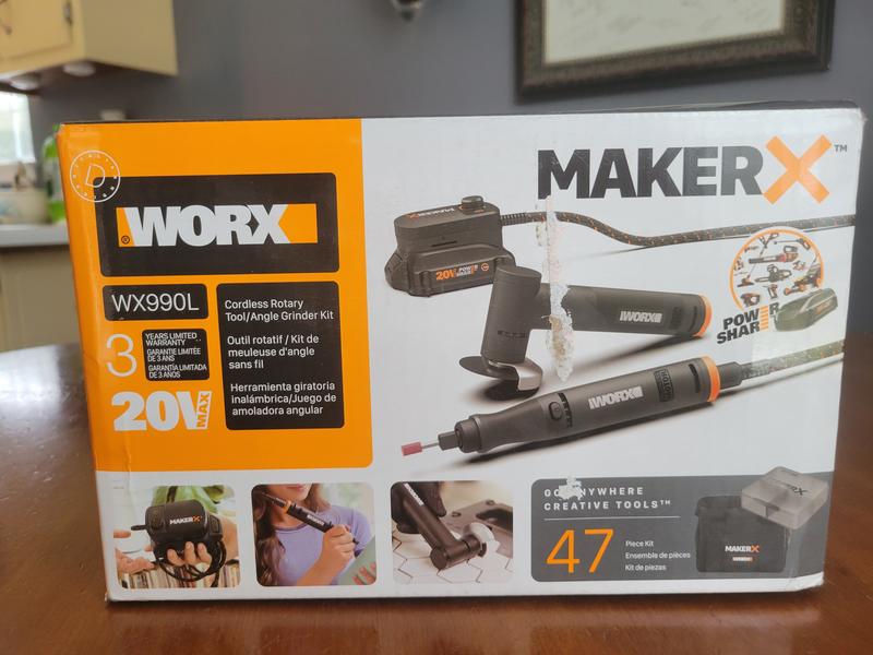 WORX MakerX 20V Rotary Grinder Tool Kit w 46Accessories QVC