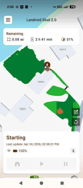 The app tracks mowing progress
