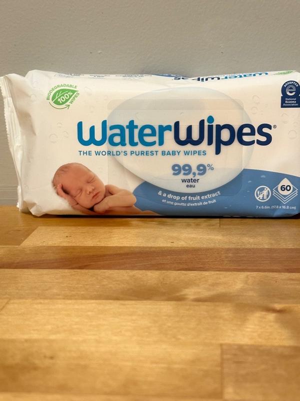 WaterWipes Plastic-Free Original Baby Wipes, Hypoallergenic for