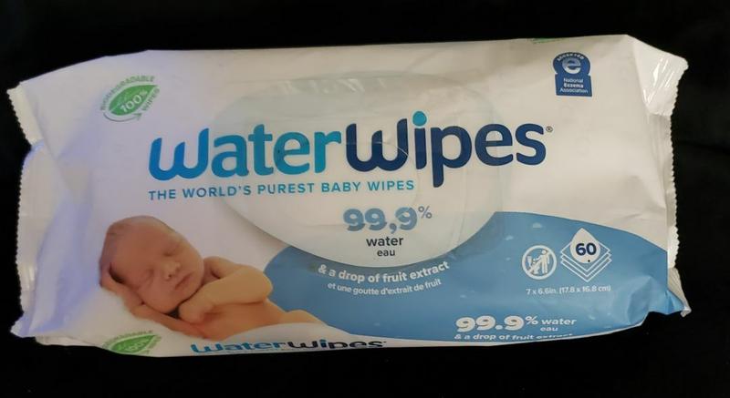 WaterWipes Plastic-Free Original Baby Wipes, 99.9% Water Based Wipes,  Unscented & Hypoallergenic for Sensitive Skin, 60 Count (1 pack), Packaging  May Vary