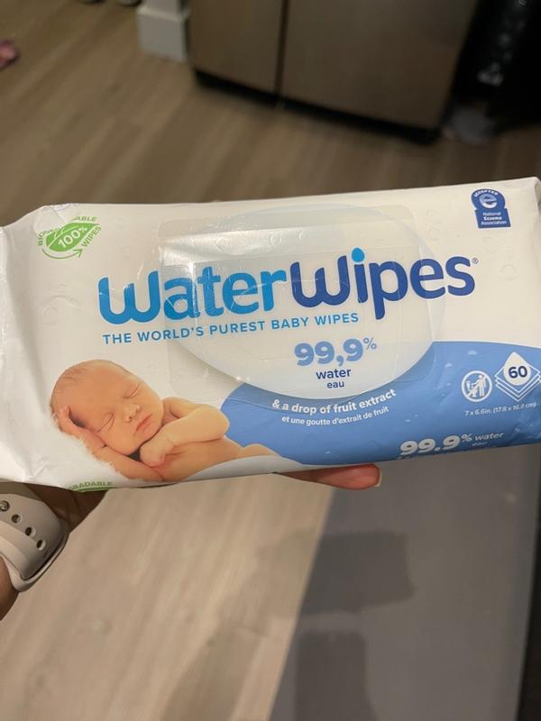 WaterWipes Original Plastic Free Baby Wipes, 540 Count 9 packs, 99.9% Water  Wet