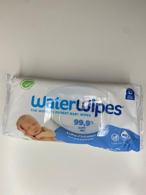 WaterWipes Plastic-Free Original Baby Wipes, 99.9% Water Based Wipes,  Unscented, Fragrance-Free & Hypoallergenic for Sensitive Skin - 240 ea