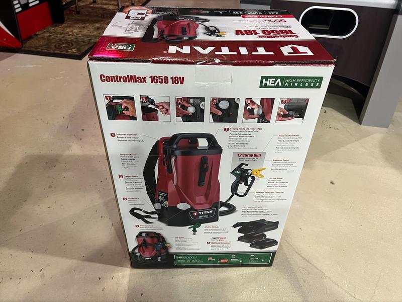TITAN ControlMax 1650 18V Backpack Cordless Battery Stationary Airless Paint Sprayer 2441251 at Lowes
