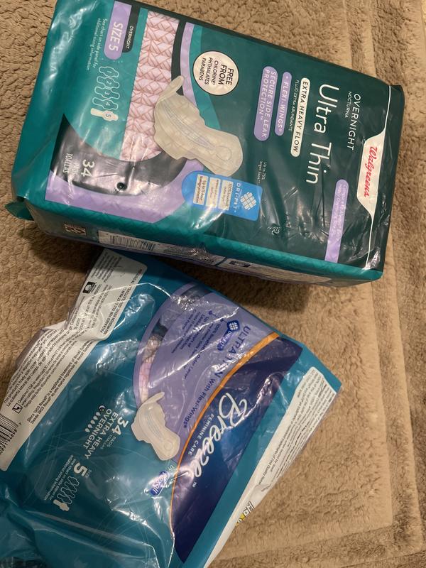 Walgreens Overnight Ultra Thin Pads + Flexi Wings Unscented, Size