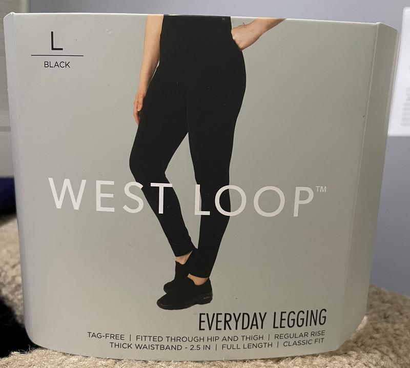 West Loop holiday print fleece lined leggings size Large/XL black/white NWT