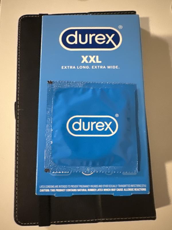 Durex Condom XXL Longer & Wider Natural Latex Condoms, 3 Count - Ultra Fine  & Lubricated