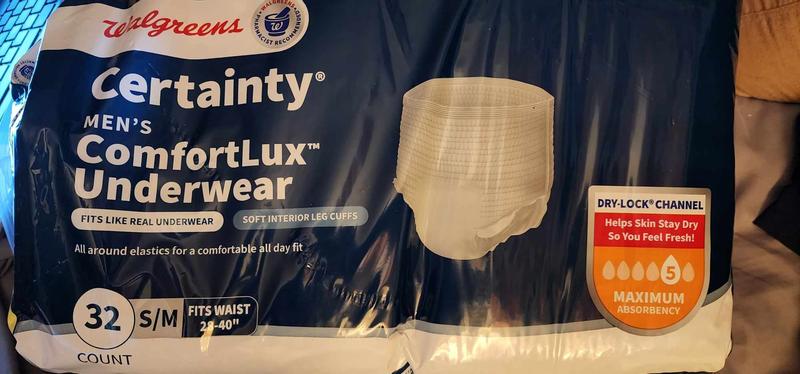 Walgreens Certainty Men's ComfortLux Underwear Maximum Absorbency S/M (32  ct)