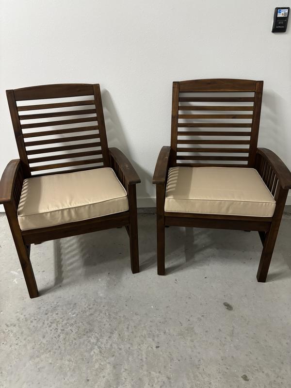 Walker Edison Set of 2 Brown Wood Frame Stationary Conversation Chair ...