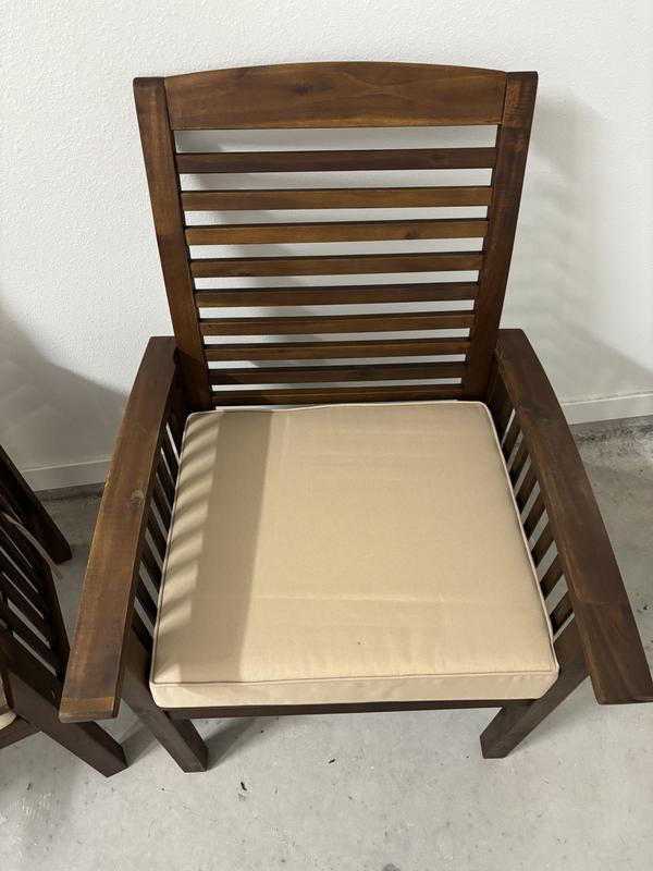 Walker Edison Set of 2 Brown Wood Frame Stationary Conversation Chair ...