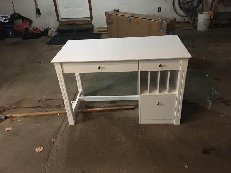 Walker Edison Deluxe White Wood Computer Desk with Hutch