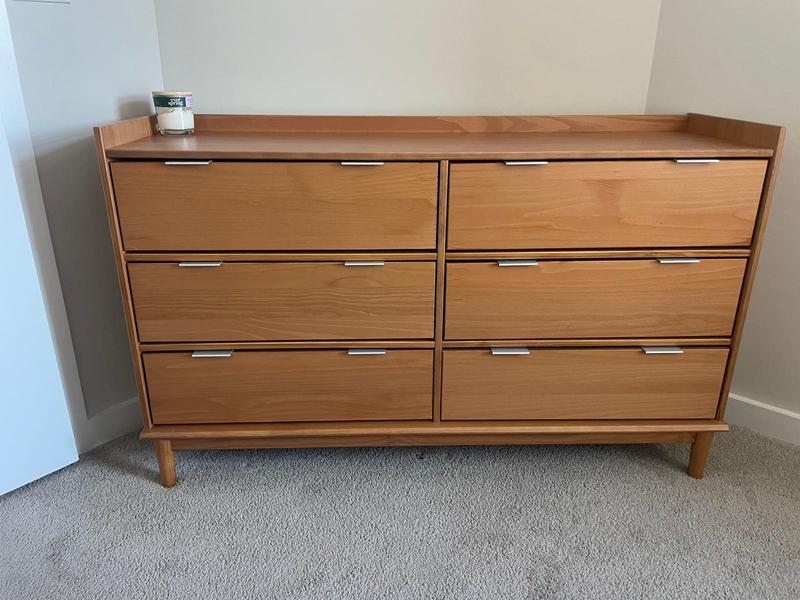 lee mid-century modern 6-drawer wide dresser product info and reviews Lee Mid-Century Modern Wood Nightstand