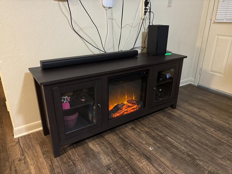 Walker Edison 58-Inches W Driftwood TV Stand with LED Flat