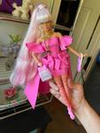 Barbie Extra Fancy Fashion Doll & Accessories with Extra-Long Blond Hair &  Blue Eyes, Pink Glossy Gown & Pet Puppy