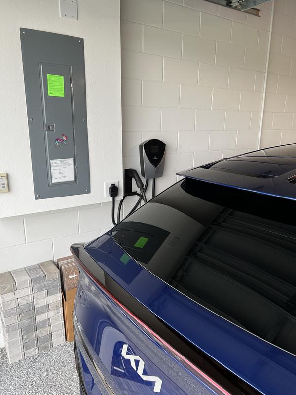 This is where I installed our Lectron V-BOX 48 Amp home charging station.  We’ve even named our new EV6 “Tron” in honor of our charging station purchase.