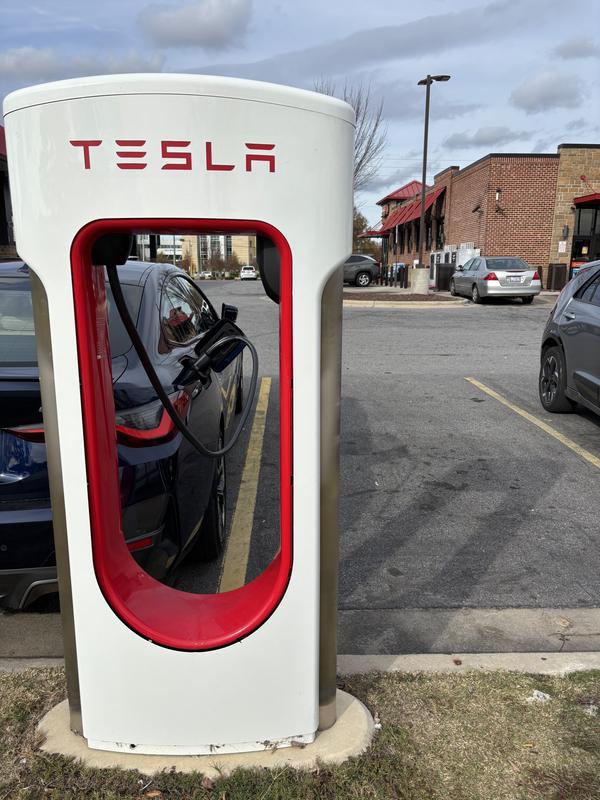 Charging my BMW at a Tesla Supercharger