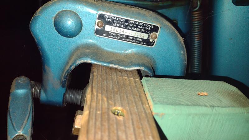 An Evinrude motor from the 1950s that I helped a maritime museum identify, cleaning the plate with WE-40 made it easier to read.