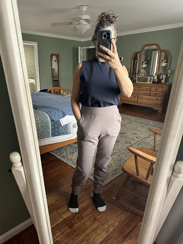 Customer photo for "LOVE the taupe jogger"