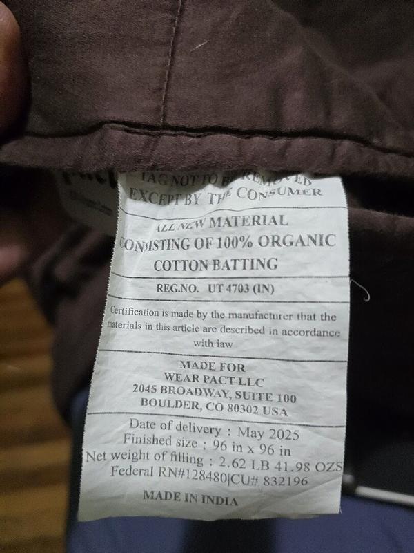 Customer photo for "Pact's claims about fiber content are false."