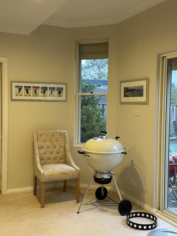 The chair has to go. (Yes, yes, the Weber is now in the garden, protected by the cover)