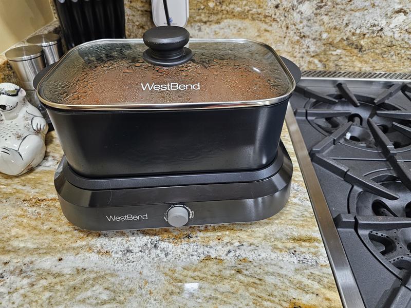 West Bend 5 Quart Oblong Slow Cooker Blue Office Depot