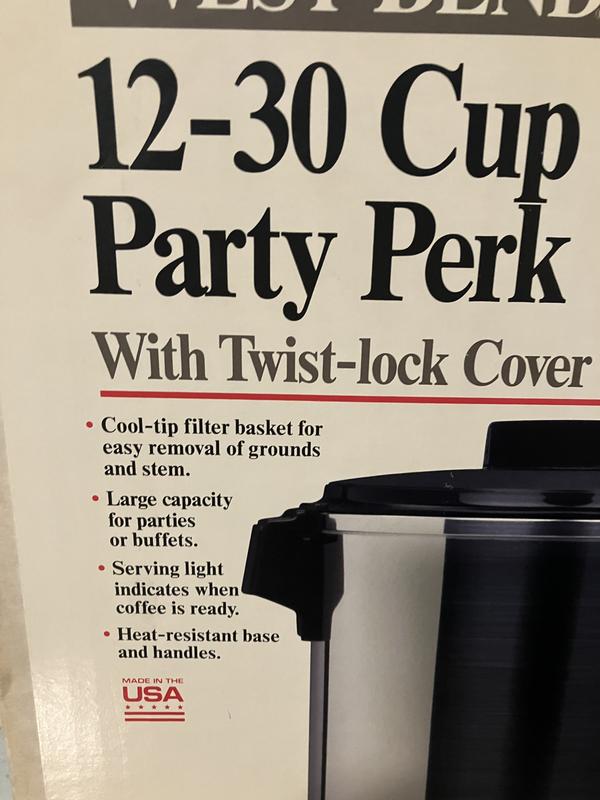 West Bend #58030 Party Perk Automatic Coffee Maker 12 to 30 Cups Vintage  L2809